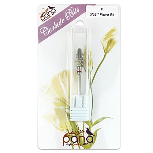 Pana 3/32" Flame Bit Safety Nail Carbide Bit - Silver Color (Grit: Fine - F) for Electric Dremel Drill Machine