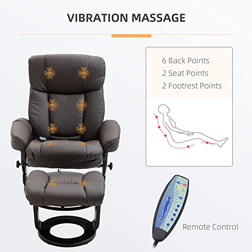 PU Leather Massage Recliner Chair with Ottoman 10 Point
