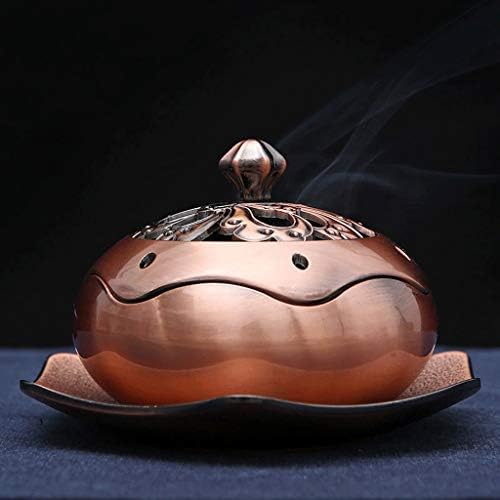 LANSEL Incense Burner Incense Cone Burner- Antique Copper Alloy Hollow House (Color : Copper)