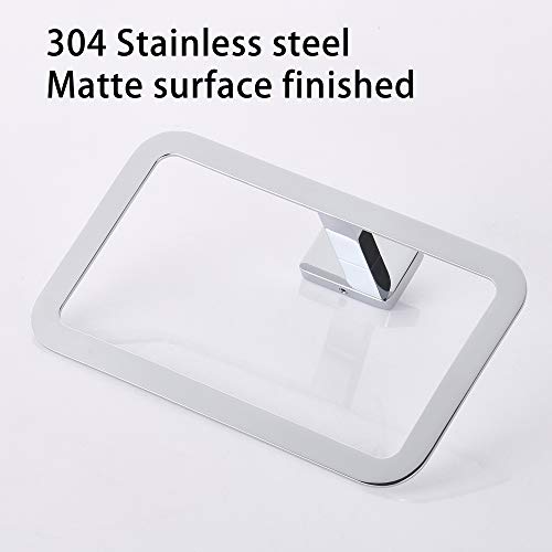 DUFU Set of 4 Bathroom Accessories, 60 cm Stainless Steel Towel Rack, Towel Ring, Towel Holder and Bathrobe Hook, Wall Mounted Silver