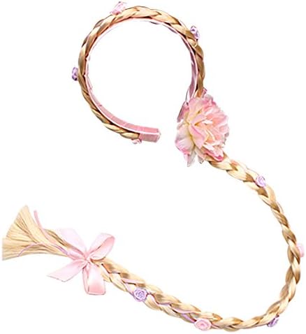 children Long hair Princess Girls hair wig accessories (pink)