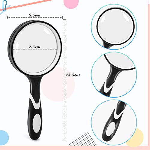 HAKACC 2 Stück Lupe Handheld, 2,5-fache und 4-fache Leselupe 75mm Handlupe für Senioren Kinder Hobbybeobachtung Zeitungen Lesen Insekten
