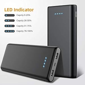 SWEYE Power Bank, 26800mAh Ricarica Rapida Caricabatterie Portatile Potente Batteria Esterna con 2 uscite e LED luci per… - immagine 7