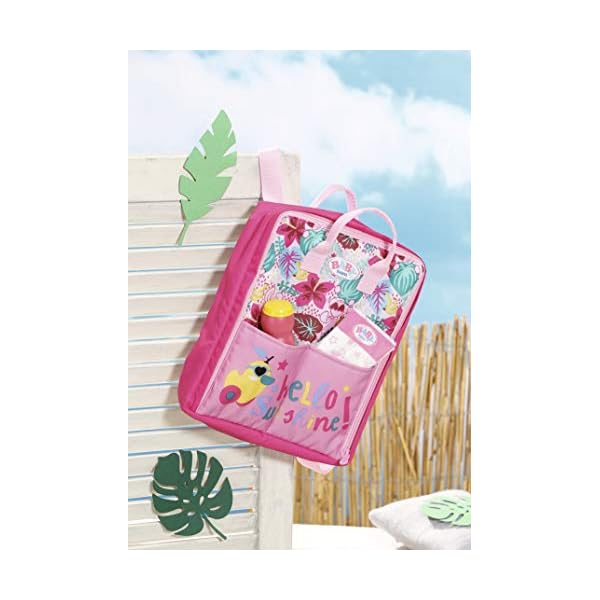 BABY born Holiday Wickelrucksack, Puppenwickeltasche in pink inkl. 1 Windel und Puderdose, 829233 Zapf Creation – Bild 4