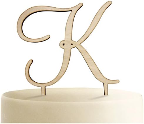 aMonogram Art Unlimited A to Z Single Letter Wooden Cake Topper, 6", Gold, Letter K