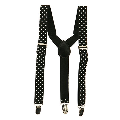 Kid's Polka Dot Suspenders - Black OSFM