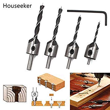 Generic Houseeker 1 Lot Countersink Drill Bit Drill Press Set Reamer Woodworking 5 Flute Chamfer 3Mm-6Mm Carpentry Diy Drill Tools