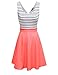 OMY OMEYA.WANSHIDA. Womens Sexy Open Back Cocktail Slim Black White Striped Mini Dress (M, Coral)