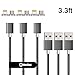 NetDot Gen7 Magnetic Charging Cable Compatible with Micro USB Smartphone and i-Product (3.3ft / 3 Pack Gray) (netdott3gray)