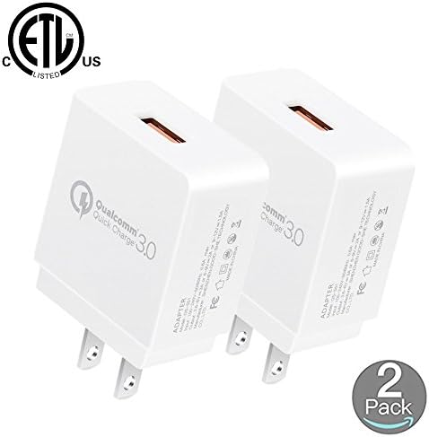 Wall Charger 3.0, LeVenustar 18W USB Wall Charger Qualcomm Quick Charge 3.0 for Galaxy S7/S6/Note 8, iPhone X/8/7/Plus, HTC, Kindle and More, Quick Charge 2.0 Compatible, 2Pack Wall Charger (White)