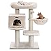 FEANDREA Cat Tree, Cat Tower with XXL Plush Perch, Basket Lounger Cat Condo with Adjustable Units, Cat Toys, Extra Thick Posts Completely Wrapped in Sisal, Beige UPCT01M