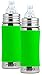 Pura Kiki Stainless Steel Toddler Sippy Bottle with Green Silicone 11 Ounce, Set of 2