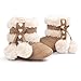Voberry Baby Toddler Girls Knit Soft Winter Warm Snow Boot Fur Trimmed Pom Pom Boots (6~12M, Khaki)