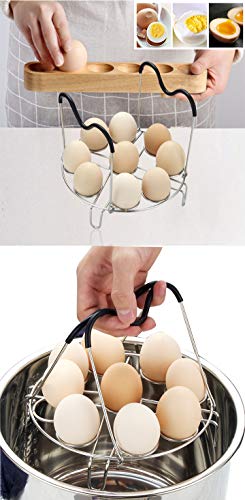 image for Maxracy Egg Steamer Rack Trivet 9 Holes with Heat Resistant Handles fo