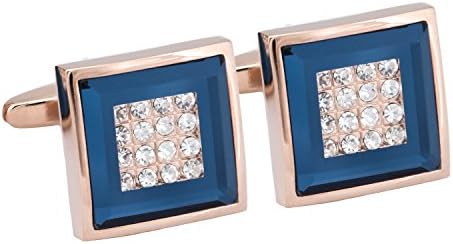 Marzthomson Cubic Blue Rose Gold Cufflinks