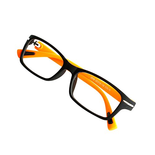 Doober Retro Eyeglasses Frame Full-Rim Men Women Vintage Glasses Eyewear Clear Lens (Orange, 3.5)