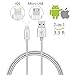 Safergo Lightning Cable for Travel,2-in-1 Rugged [Nylon Braided] iPhone&Micro USB Dual-side Charger for Cellphone, Silver 3.3ft 1Pack