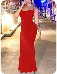 GOBLES Vestido maxi de noche con tirantes de espagueti sexy para dama