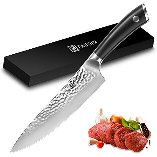 PAUDIN Chef Knife, Ultra Sharp Professional Chefs Knife, 8 Inch German High Carbon Stainless Steel Forged Blade Kitchen Knives with Ergonomic Full Tang ABS Handle, Chef Knives Come with Gift Box