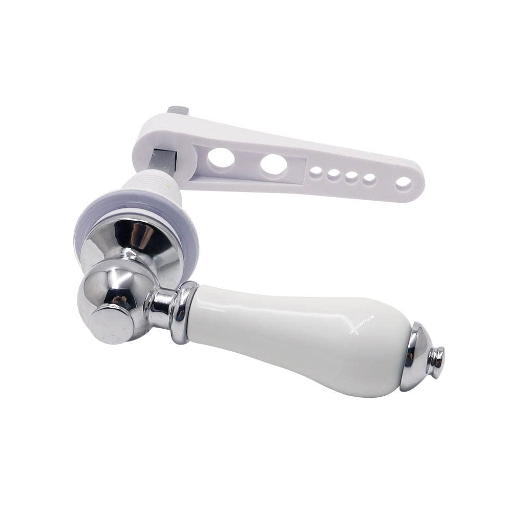 Harrington Marley Ceramic Toilet Cistern Lever Flusher | Traditional Victorian Style | Real Ceramic White LOO Cistern Lever Flush Handle | WC Lavatory Flush | Chrome Finish