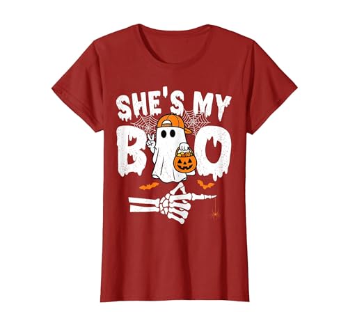 He's My Boo Matching Couple Halloween Couples She's My Boo T-Shirt, Women, Cran…