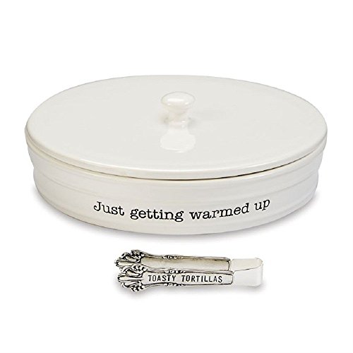 Mud Pie 4801027 Tortilla Warming Set, One Size, White