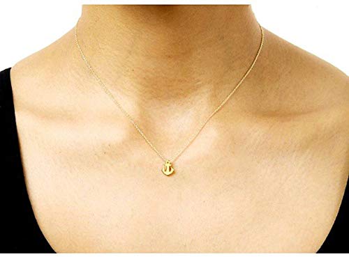 QXFQJT Sun Compass Necklace Best Friend Anchor Horseshoe Deathly Hallow Pendant Chain Necklace with Meaning Cards (2pc-Anchor) - Thumbnail 3