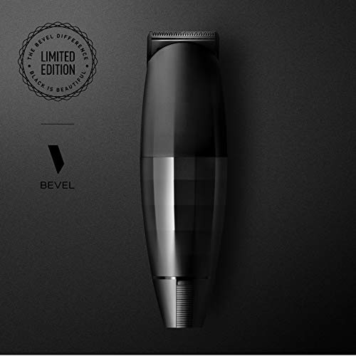 beard trimmer by bevel - clippers para hombres, edición limitada en negro, inalámbrico, recargable, batería de 8 horas de duración, sin herramientas, dial de espacio cero, alta potencia, modo de espera 6mo