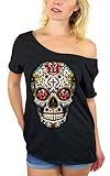 Awkward Styles Awkwardstyles Sugar Skull Rose Eyes Off Shoulder Tops T-shirt + Bookmark