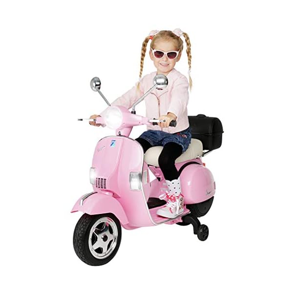 Original Actionbikes Motors Kinder Elektroroller Vespa PX150 | 2 x 18 Watt Motor (Total 36 Watt) - Eva-Vollgummireifen - Lizenziert - Bis zu 6 km/h - Roller (Pink)