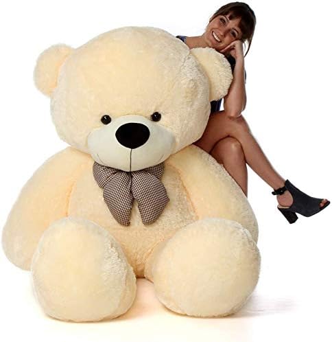 Click4Deal Loveable Huggable Soft Giant Teddy Bear With Free Heart Shape Cushion (Beige)