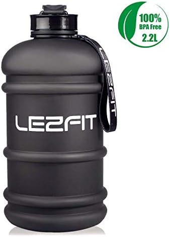 LEZFIT 2.2 Litre Large Water Bottle - Durable&Leakproof Big Water Bottles- BPA free Water Jug -Ideal for: Gym, Dieting, Bodybuilding, Outdoor Sports, Hiking & Office