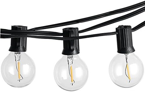 REXWAY G40 Globe String Lights with 12 Clear Warm White Candle Light Bulbs, UL Listed Candelabra LED Filament Bulbs Perfect for Porch, Indoor/Outdoor Backyard Bistro Patio, Party &amp; Wedding Decor