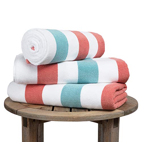 Oversize Plush Cabana Towel by Laguna Beach Textile Co | Coral and Sea Glass | 1 Classic, Beach and Pool House Towel … - Thumbnail 7