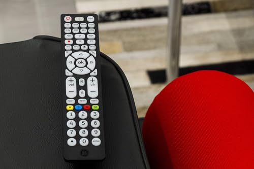 GE Backlit Buttons Universal Remote Control, Samsung TV Remote Control Replacement, Samsung Remote Control for Smart TV, Roku Remote Replacement, Vizio, LG TV, Sony, Apple TV, 8-Device, Black, 37123