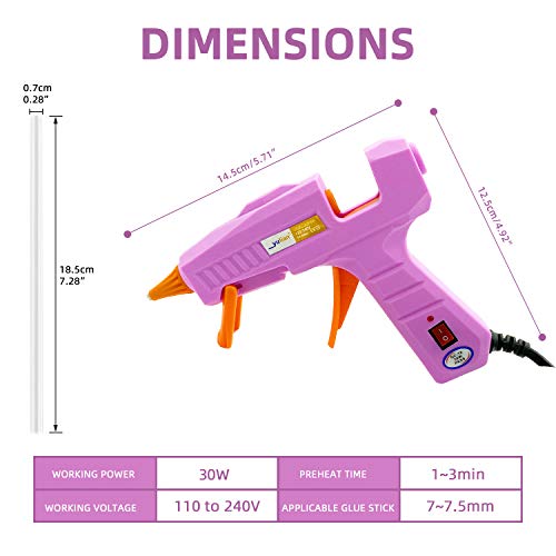 Hot Glue Gun,30W High Temp Heavy Duty Hot Melt Glue Gun Kit with 30pcs Glue Sticks(7.2'' x 0.27") for DIY Projects, Arts and Crafts, Home Quick Repairs & Sealing, Artistic Creation (Pink)