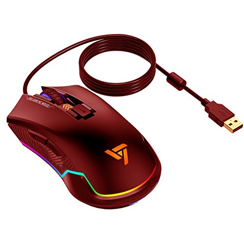 VicTsing RGB Wired Gaming Mouse,Red