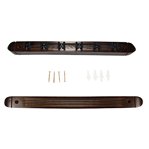 6 Pool Cue Stick Wood Wall Rack
