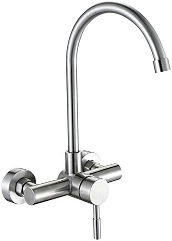 Bijjaladeva Bathroom Sink Vessel Faucet Basin Mixer Tap Dark WALL MOUNTED KITCHEN FAUCET of hot and cold dishes and wash basin wash basin stainless steel hot and cold Rotary