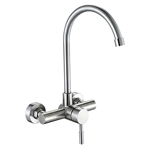 Bijjaladeva Bathroom Sink Vessel Faucet Basin Mixer Tap Dark WALL MOUNTED KITCHEN FAUCET of hot and cold dishes and wash basin wash basin stainless steel hot and cold Rotary