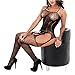 MMkiss Sexy Lingerie Women Fishnet Sheer Open Crotch Body Stocking Bodysuit Lingerie Black