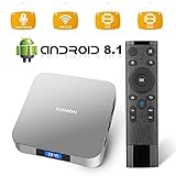 Android 8.1 TV Box with Voice Remote, RK3328 Quad Core 64bit 4GB DDR3 32GB eMMC Memory Smart TV Box with Bluetooth 4.0 WiFi Ethernet HDMI HD 4K Media Player Set Top Box