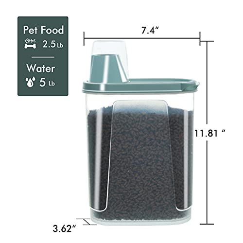 Citylife 2.5 LB Pet Food Container Airtight Small Dog Food Storage Containers Plastic Cat Food