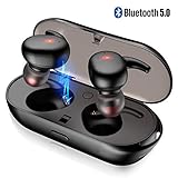 Wireless Headphones,Akamino True Wireless Headphones Upgraded Bluetooth 5.0 Waterproof Wireless Earbuds with Portable Charger Built-in Mic Deep Bass Noise Cancelling HiFi Stereo Sound