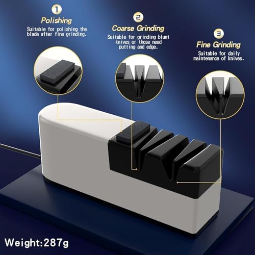 Electric Knife Sharpener, 5 in 1 Knife Sharpening System with Straight Blade, Professional Diamond Knife Sharpener for Rough Sharpening, Repair and Sharpening of Knives (QS1)