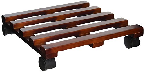 Panacea 86545 Slatted Wood Plant Dolly on Wheels, 14-Inch Diameter, Natural