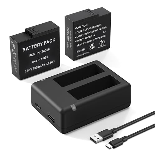 Topwowe 2 Packs Batteries 1800mAh for Insta 360 Ace