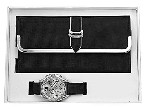 Women's Matching Watch & Wallet - Black