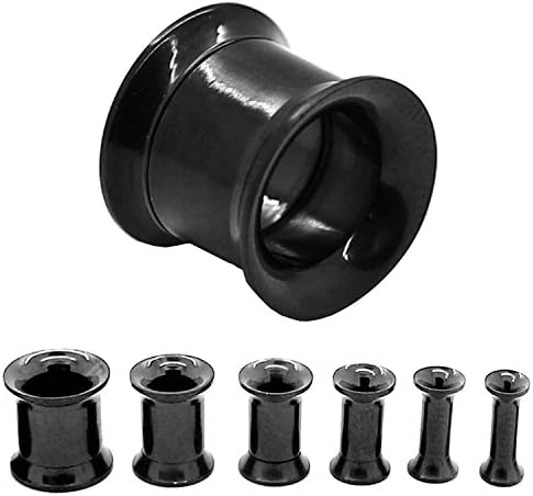 One Size or Set of Double Flared Tunnel Plug and Expander Stretcher Earring Piercing Black