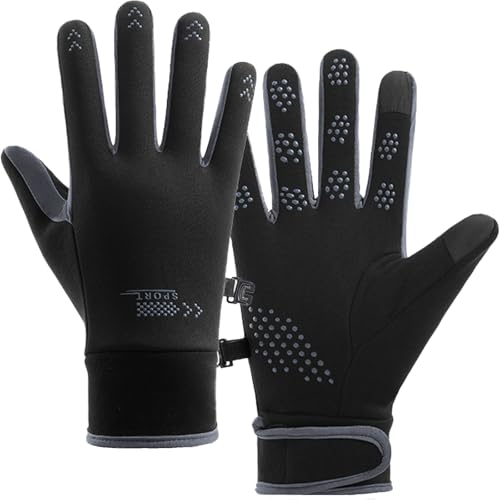 Xdsp Touchscreen Handschuhe Herren Damen Sporthandschuhe Thermo Winterhandschuhe Anti-Rutsch Outdoor Laufhandschuhe Warme Winddichte Wasserdichter Fahrradhandschuhe Für Laufen Radfahren Wandern